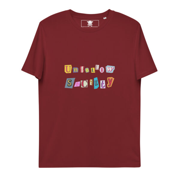 unisex organic cotton t shirt burgundy front 64df86f09796b