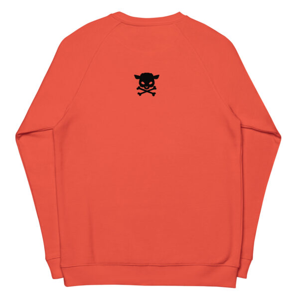 unisex organic raglan sweatshirt burnt orange back 65b534e6b7757