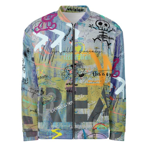 all over print unisex bomber jacket white front 669f91854a13f